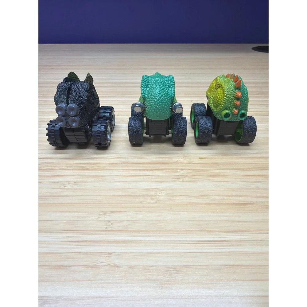 Lot of 3 Dinosaur‎ Pull Back Cars Monster Truck T Rex Toy Vehicles
